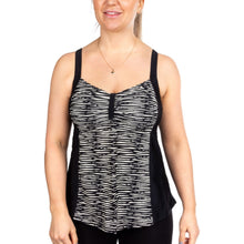 Load image into Gallery viewer, Abstract Capri Tankini – tankini toppur, Black with graphic print
