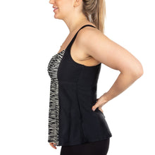 Load image into Gallery viewer, Abstract Capri Tankini – tankini toppur, Black with graphic print