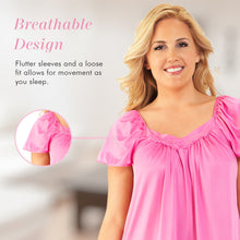 Load image into Gallery viewer, Exquisite Form® Flutter Sleeve Gown – náttkjóll með vængermum, Perfumed Rose