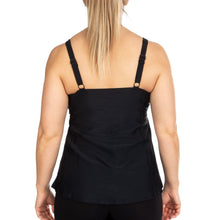 Load image into Gallery viewer, Abstract Capri Tankini – tankini toppur, Black with graphic print