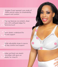Load image into Gallery viewer, Fully® Cotton Soft Cup Wirefree Bra With Lace – brjóstahaldari, White