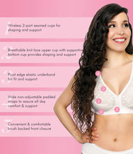 Load image into Gallery viewer, Fully® Front Close Wirefree Posture Bra with Lace – brjóstahaldari, White
