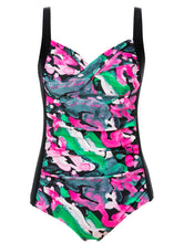 Load image into Gallery viewer, Bali Body control swimsuit – sundbolur, Black and watercolor print