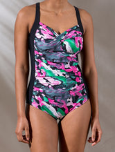 Load image into Gallery viewer, Bali Body control swimsuit – sundbolur, Black and watercolor print
