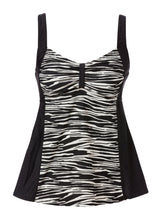 Load image into Gallery viewer, Abstract Capri Tankini – tankini toppur, Black with graphic print
